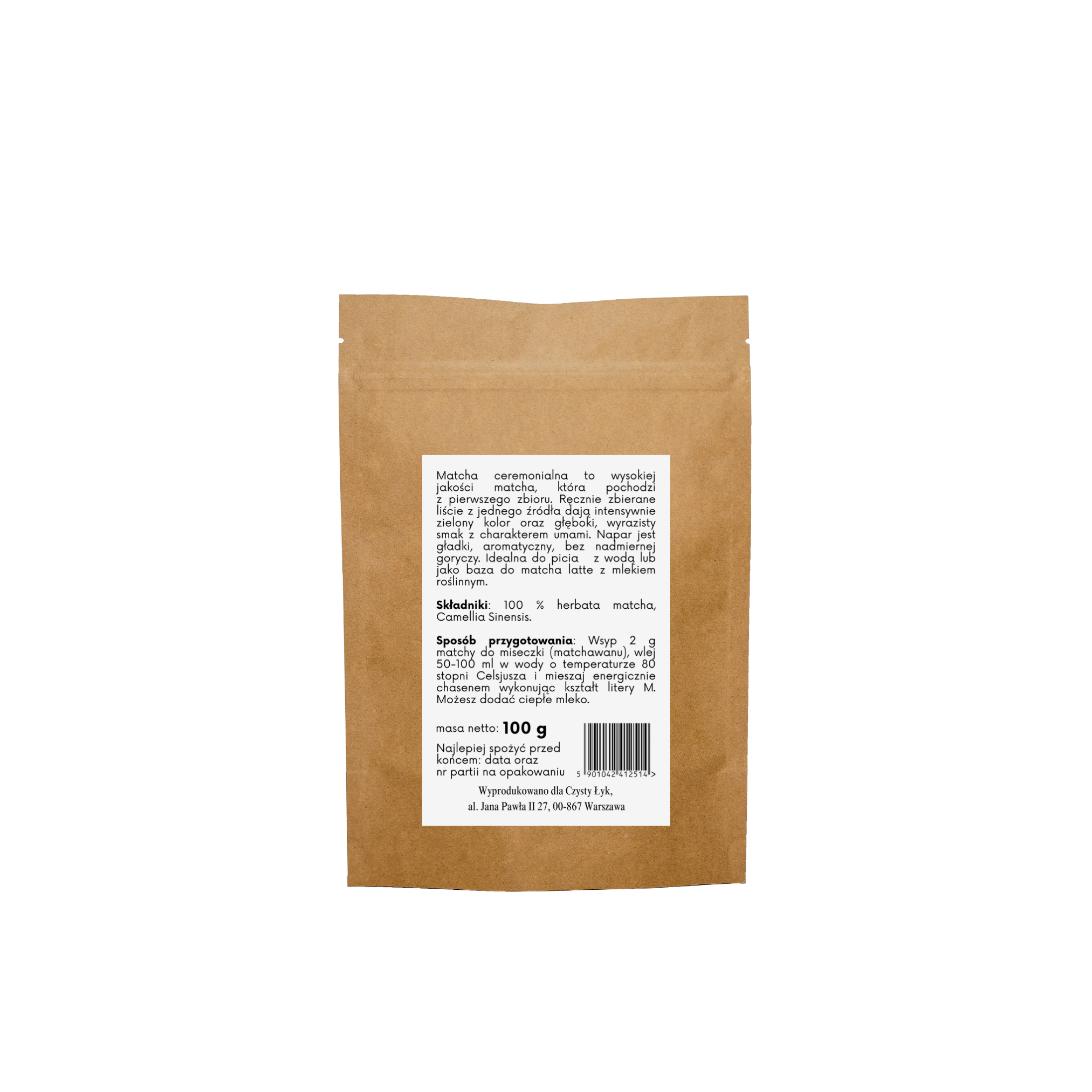 atcha ceremonialna z Kyoto, Japonia – 100 g Czysty Łyk – zdjęcie produktu na białym tle