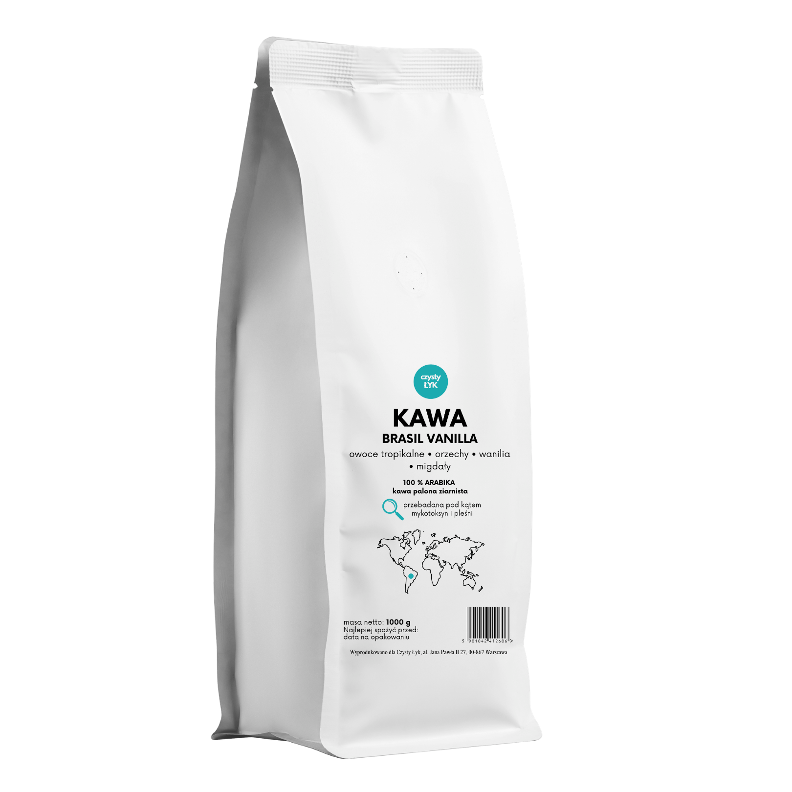 Kawa ziarnista Brasil Vanilla – 1 kg Czysty Łyk – przód opakowania
